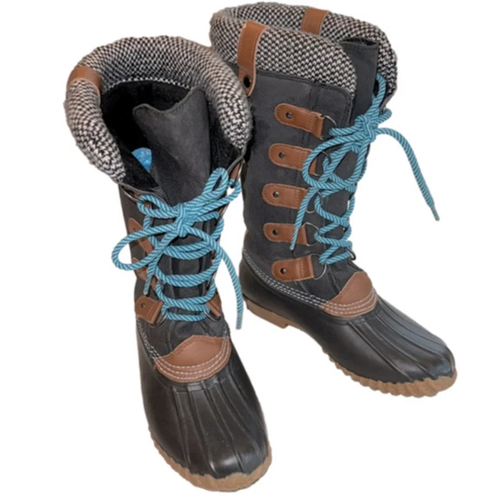 Esprit Duck Boots Blue Black Brown White  size 6.5